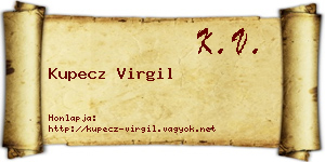 Kupecz Virgil névjegykártya